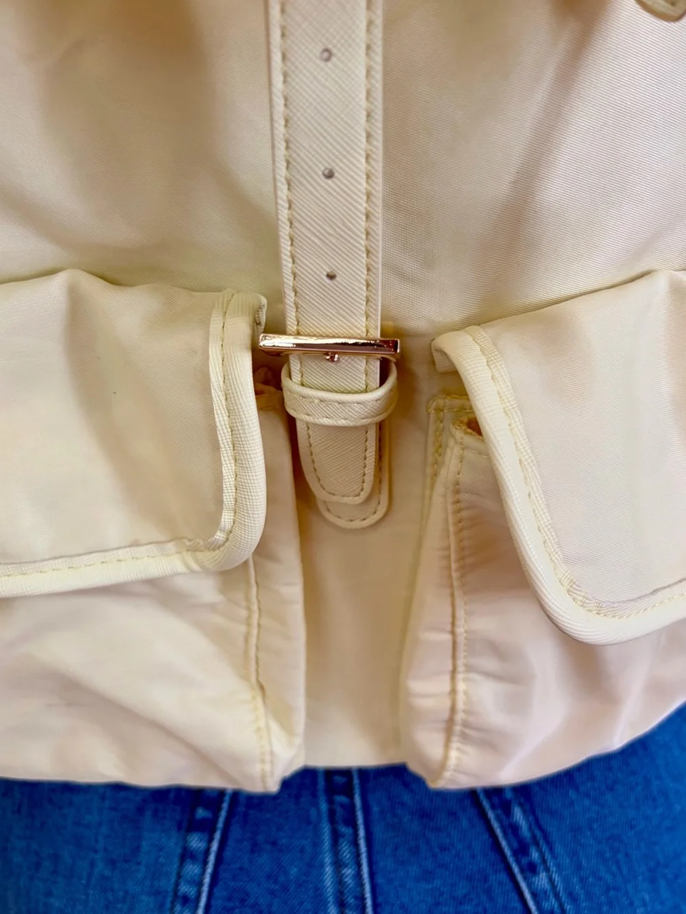 Year of Ours Yellow Nylon Drawstring Backpack Gold Hardware Utility Pockets